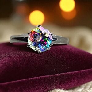 Magical Mystic Topaz S925 Sterling Silver Solitaire Ring. New.